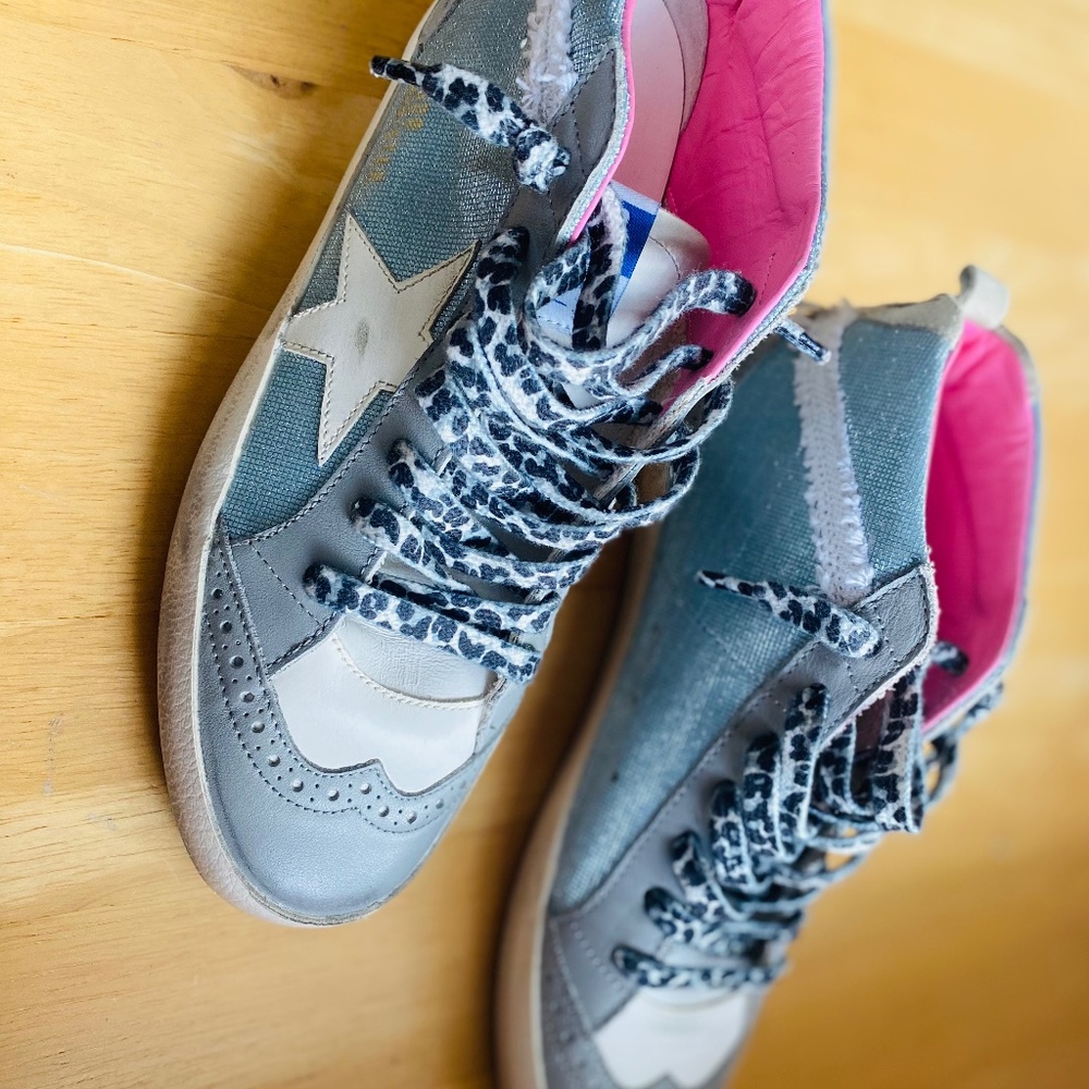 Golden Goose Silver High-Top Sneakers - NEVER WORN! with free Dust Bag